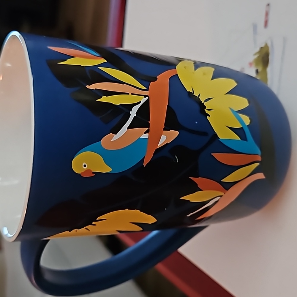 David’s Tea Large Navy Blue Parrot Mug